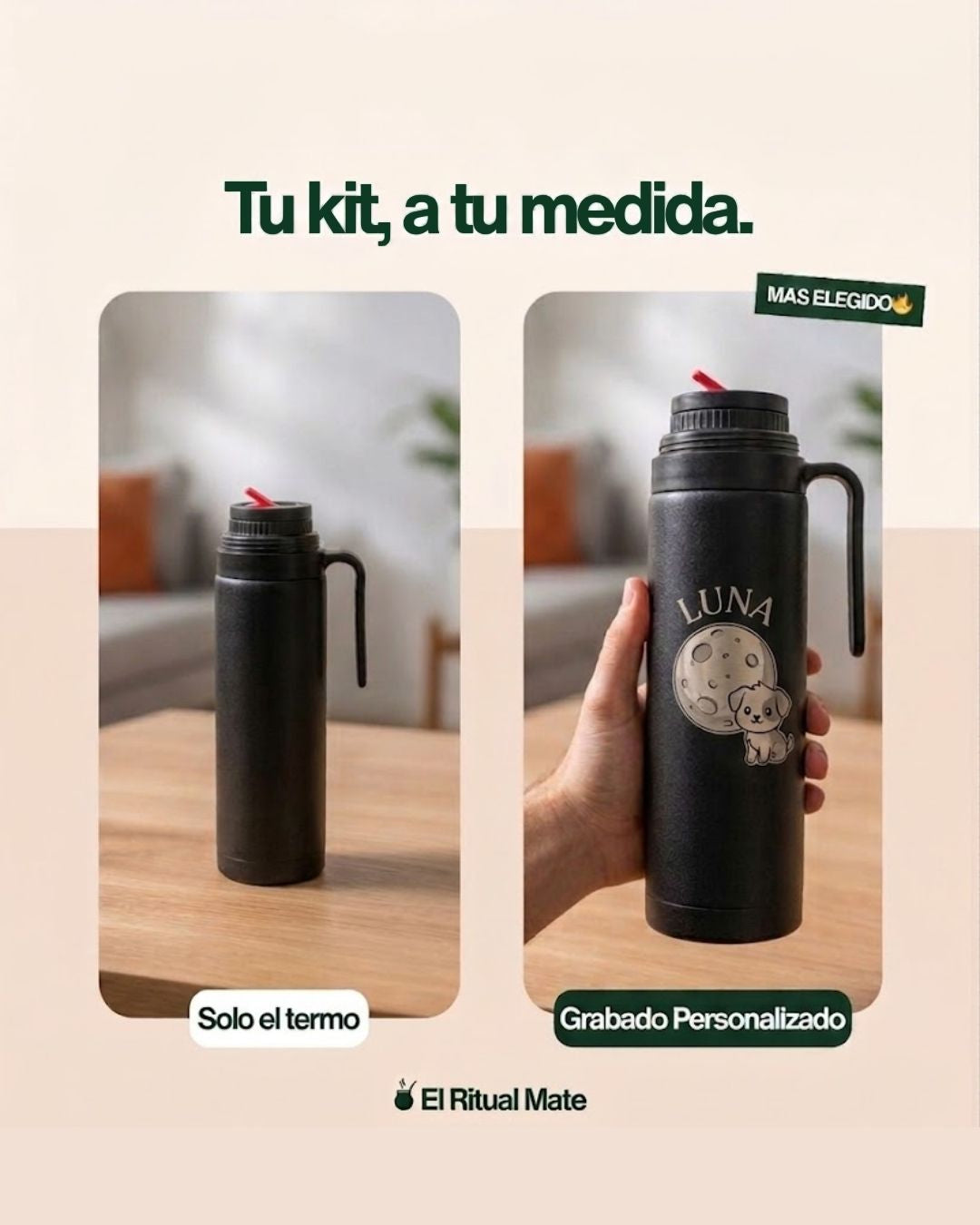 Termo 1L Media Manija Acero