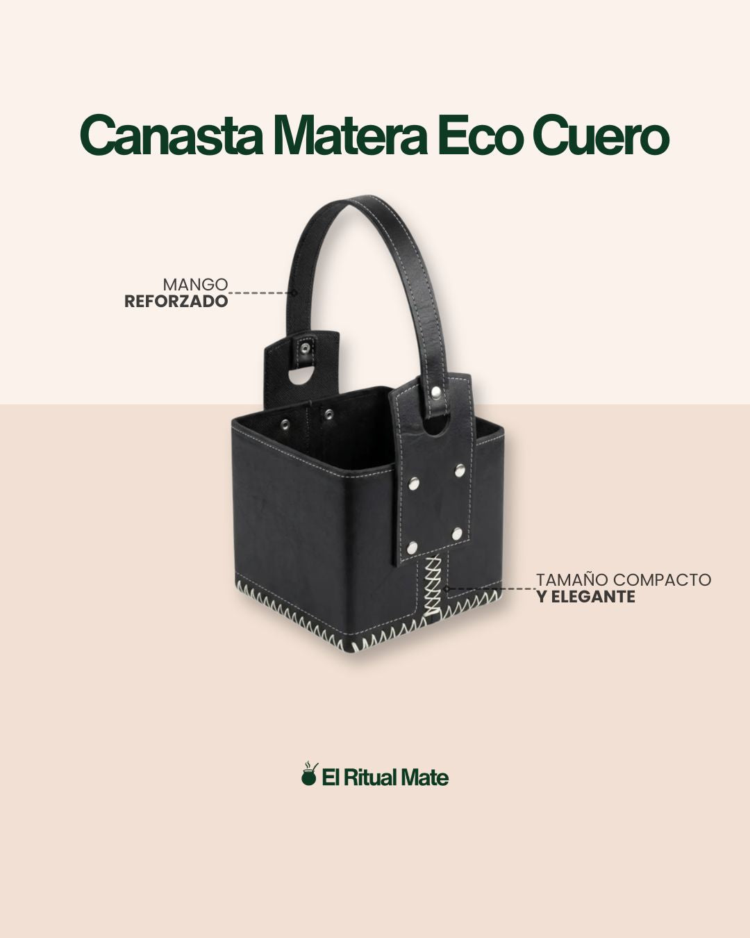Canasta Matera Ecocuero Reforzada