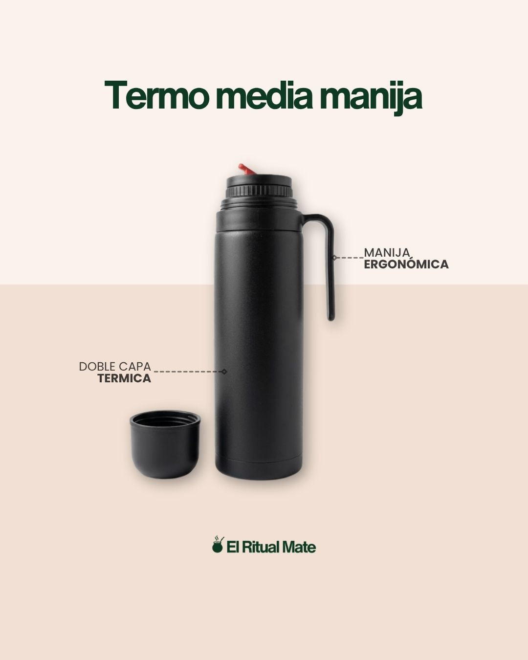 Termo 1L Media Manija Acero